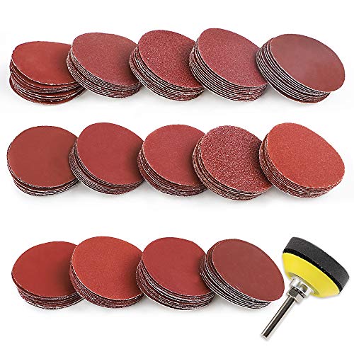 Coceca 140pcs 2 Inches Sanding Discs Pad Kit for Drill Grinder Rotary Tools with Backer Plate Shank and Soft Foam Buffering Pad,Sandpapers Includes 60-3000 Grit