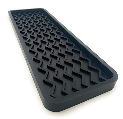 Happitasa Silicone Kitchen Sink Organizer Tray and Sponge Holder | Zigzag Style, 12" x 4", 9.2 ounces (BLACK)