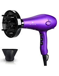 Purple Professional Light Weight Hair Dryer 1875W Tourmaline Ceramic Negative Ionic Blow Dryer with Diffuser & Concentrator & Comb