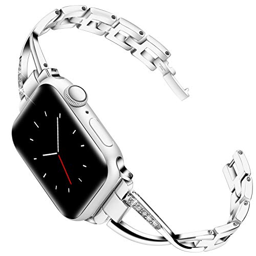 Book Cover Lwsengme Compatible with Apple Watch Band 38mm 42mm 40mm 44mm, Classic Women iWatch Bracelet Wristband for iWatch Series 4 Series 3 Series 2 Series 1