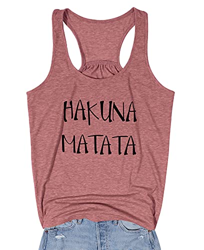 Hakuna Matata Racerback Tank Tops for Women Funny Letters Print Sleeveless Tees T-Shirts