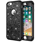 Hython Compatible with iPhone 6s Plus/6 Plus Case, Heavy Duty Defender Protective Bling Glitter Sparkle Hard Shell Armor Hybrid Shockproof Rubber Bumper Cover for iPhone 6s Plus and 6 Plus, Black