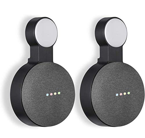 Google Home Mini Wall Mount Holder, Caremoo Space-Saving Design AC Outlet Mount, Perfect Cord Management for Google Home Mini Voice Assistant (Black)