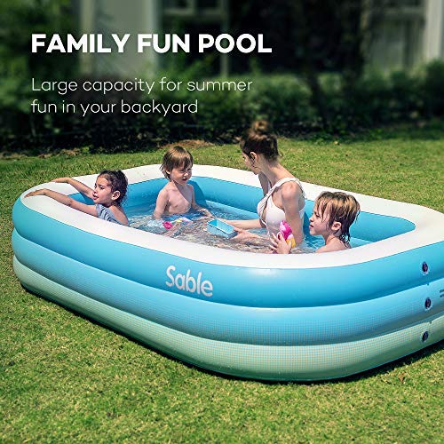 Sable Inflatable Pool, Family Swim Center Pool for Kids, Adults, Backyard, Outdoor, 118" X 72" X 20", for Ages 3+