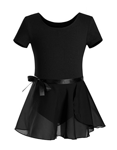 DANSHOW Girls Short Sleeve Leotard with Skirt Kids Dance Ballet Tutu Dresses