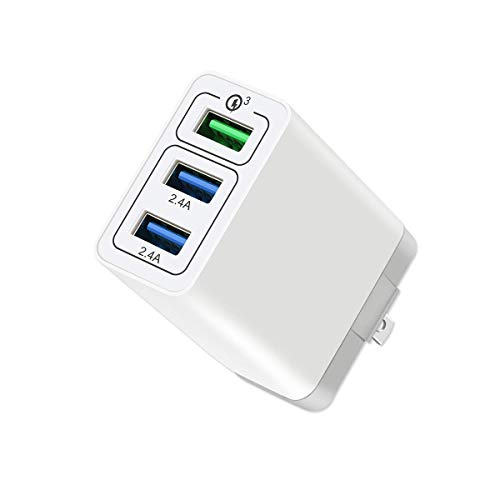 Wall Charger Fast Adapter, Phone Charging Block Fast Charge, 30W 3 Port Travel Wall Fast Charger QC3.0 QC2.0 Wall Adapterï¼ˆWhiteï¼‰