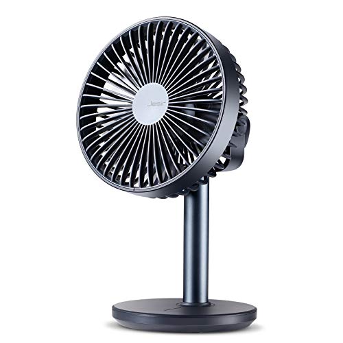 JISULIFE USB Desk Fan, Rechargeable Oscillating Table Fan, 4000mAh Battery Operated Portable Desktop Fan with 3-14 Working Hours, Mini Air Circulator, Ultra Quiet for Home Office Bedroom Dorm-Blue