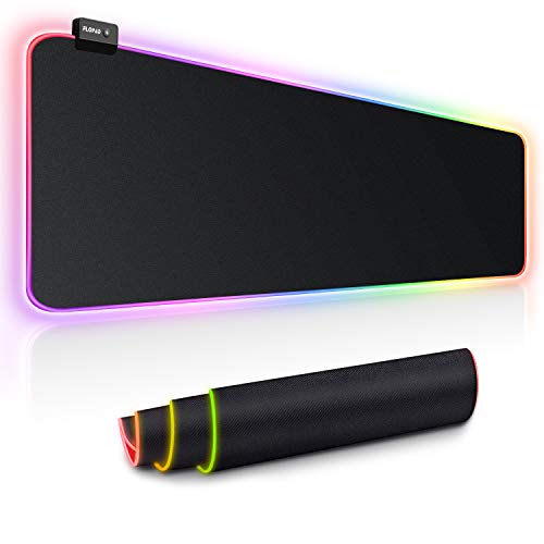 Book Cover Large RGB Gaming Mouse Pad - 14 Light Modes Extended Computer Keyboard Mat with Durable Stitched Edges and Non-Slip Rubber Base, High-Performance Mouse Pad Optimized for Gamer 31.5X 11.8in