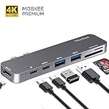 Moskee USB C Hub for MacBook Pro 2016/2017/2018 7 in 1 Type C Adapter 4K HDMI 2 USB 3.0 Ports Type C Hub SD&Micro SD Card Reader Thunderbolt 3