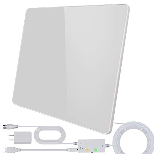 [2020 Newest] HDTV Antenna,Indoor Digital Antenna 180 Miles Range Support 4K 1080P VHF UHF&Older TV's Digital Antenna with Amplifier Signal Booster,17ft Coax Cable/USB Power Adapter (White)