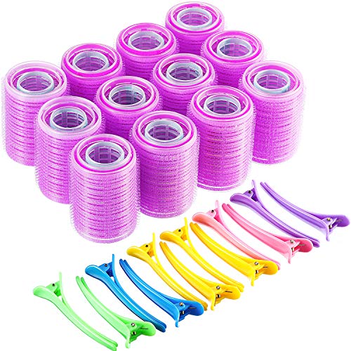 Book Cover Self Grip Hair Rollers Set, Self Holding Rollers and Multicolor Plastic Duck Teeth Bows Hair Clips Hairdressing Curlers for Women, Men and Kids (44 mm, 36 mm, 25 mm, 48 Pieces)