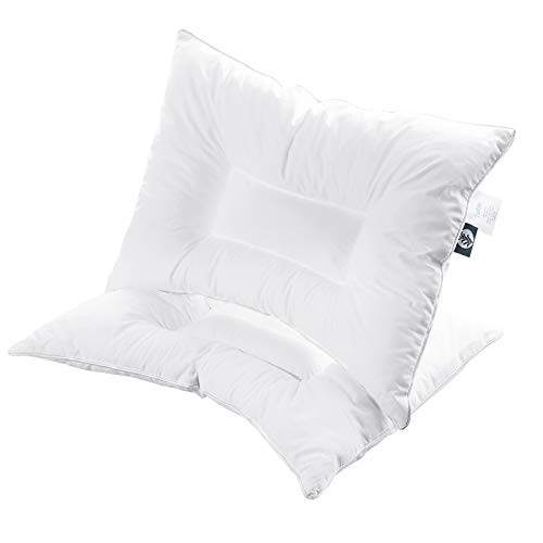 [ 2 Pack ] Baby Toddler Pillows for Sleeping 14 x 19", 100% Organic Cotton Exterior Oeko-Tex 100 Certified, Contour Design Helps Prevent Flat Head Syndrome for Newborns & Infants, White
