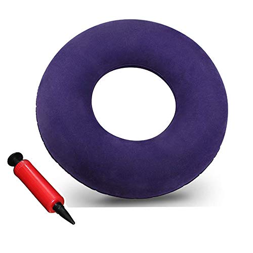 Emoobin Donut Cushion Seat, Portable Inflatable Seat Pillow 15" for Hemorrhoid, Tailbone, Coccyx Pain Relief - Air Pump Included