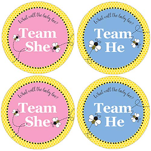 What Will Baby Bee Gender Reveal Team Boy or Girl Stickers - 40 Labels