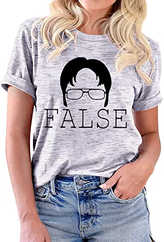 AEURPLT Womens Teen Girls Funny T Shirt False Graphic Cute Tee Summer Short Sleeve Lightweight Shirts Tops Grey Medium