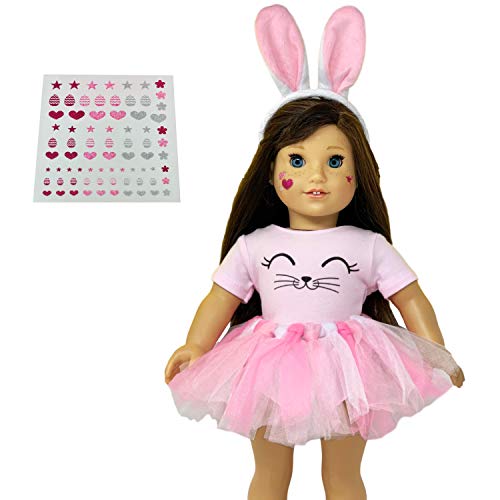 MY GENIUS DOLLS Bunny Doll Clothes. Fits 18 inch Dolls Like Our Generation, My Life and American Girl Doll. Accessories, Outfits | Bunny Ears, Tutu with Pompom and Cute Stickers Doll Not Included