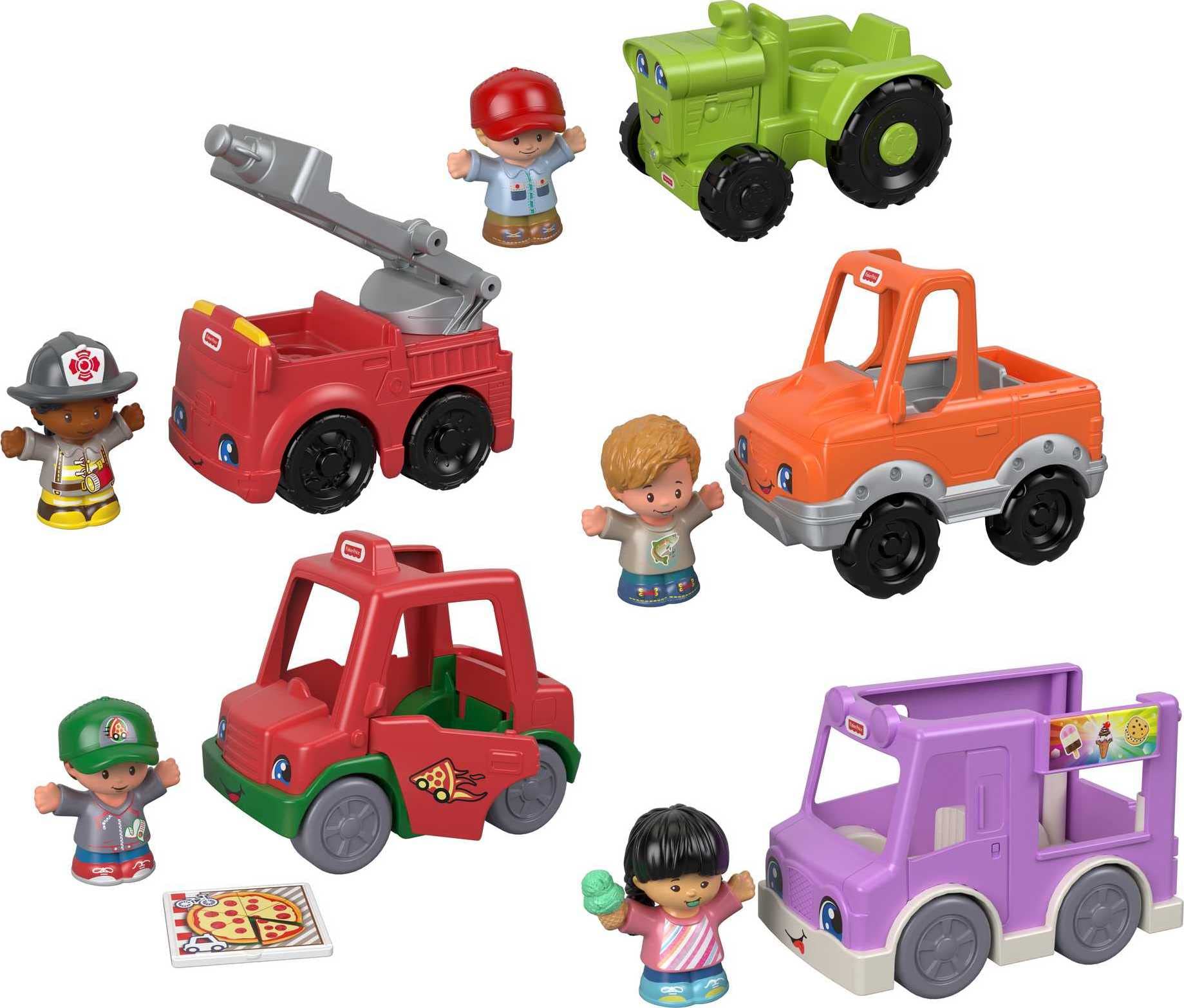 Book Cover Little People Toddler Playset Around the Neighborhood Vehicle Pack, 5 Toy Cars & Trucks and 5 Figures for Ages 1+ Years [Amazon Exclusive] 5-Pack