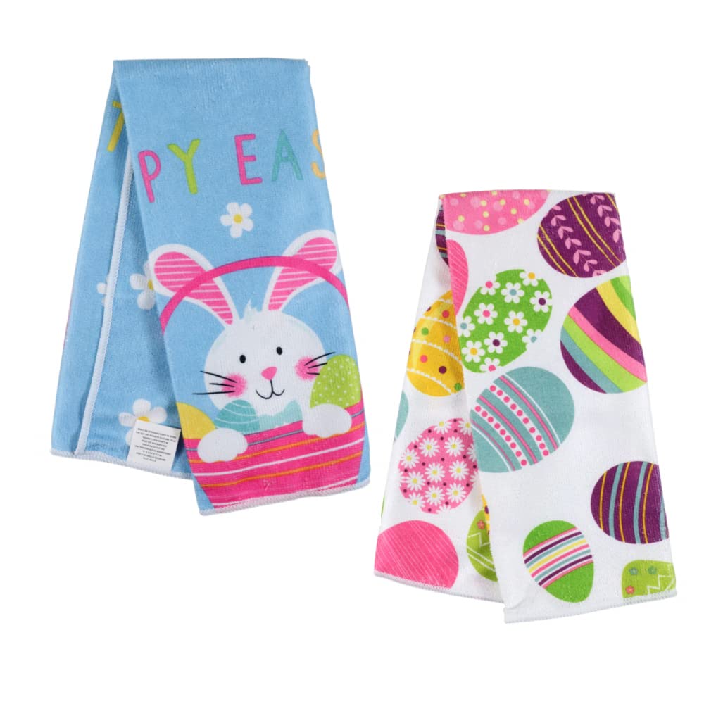 Easter Dish Towels Set of 2 | Easter Towels | Spring Kitchen Towels | Easter Hand Towels for Bathroom | Easter Hand Towels | Easter Kitchen Towel set | Bunny Decorative Towels Kitchen | Happy Easter Easter's Day