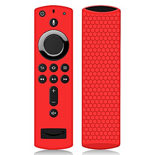 Book Cover Remote Case/Cover for Fire TV Stick 4K, Protective Silicone Holder Lightweight [Anti Slip] Shockproof for Fire TV Cube/Fire TV(3rd Gen) Compatible with All-New 2nd Gen Alexa Voice Remote Control-Red