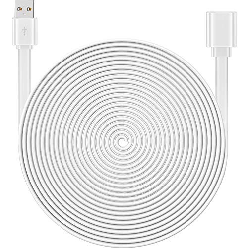 Chuangdi 16.5ft/ 5m Power Cable Compatible with YI Outdoor Security Camera, Wyze Cam, Cloud Cam, Nest Cam, Blink Cam, Zmodo Cam, A-Male to A-Female Extender Cord, Flat Power Extension Cable (1 Pack)