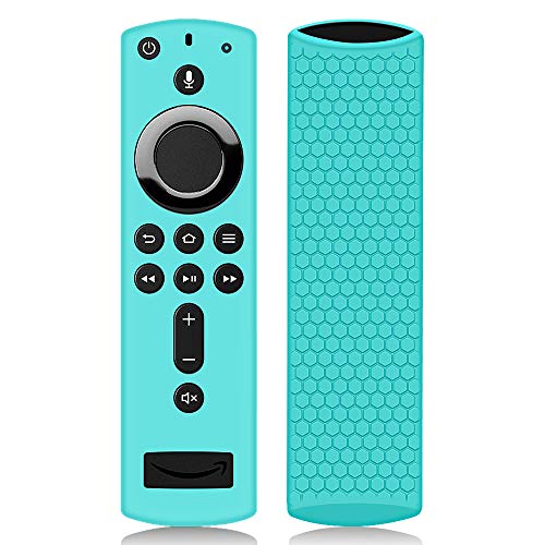 Book Cover Remote Case/Cover for Fire TV Stick 4K,Protective Silicone Holder Lightweight[Anti Slip]ShockProof for Fire TV Cube/Fire TV(3rd Gen)Compatible with All-New 2nd Gen Alexa Voice Remote Control-Turquoise