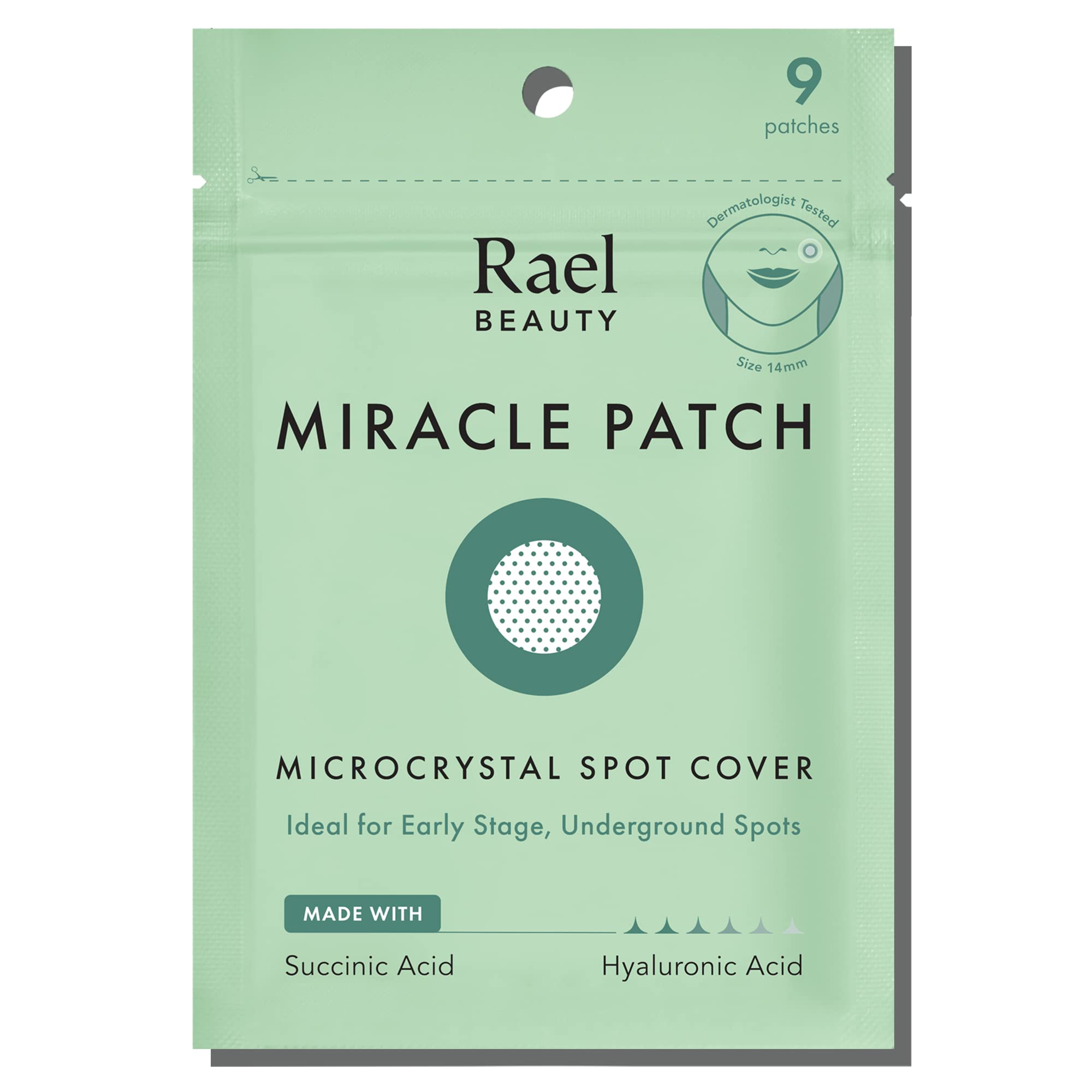 Book Cover Rael Pimple Patches, Miracle Microcrystal Spot Cover - Hydrocolloid Acne Patches for Early Stage, with Tea Tree Oil, for All Skin Types, Vegan, Cruelty Free (9 Count) 9 Count (Pack of 1)