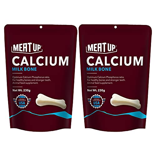 Meat Up Dog Treats Chew Bones, Calcium Flavor 230g (Buy 1 Get 1 Free) Total 460g Pack