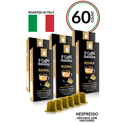 Book Cover Il Caffé Italiano Coffee | Capsules Compatible with Nespresso OriginalLine | Certified Genuine Roma Roma Strong Intensity Pack | 60 Espresso Pods | Crafted in Messina, Italy'