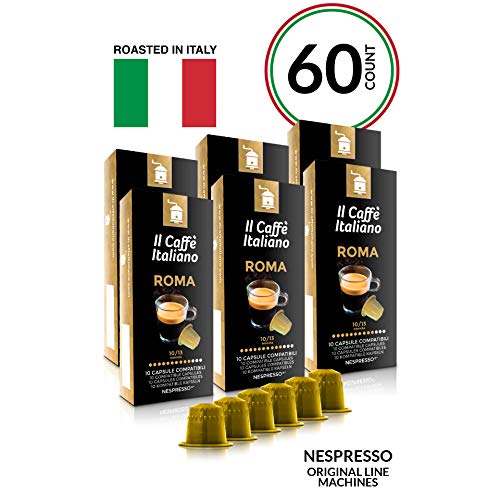 Il Caffé Italiano Coffee | Capsules Compatible with Nespresso OriginalLine | Certified Genuine Roma Roma Strong Intensity Pack | 60 Espresso Pods | Crafted in Messina, Italy'