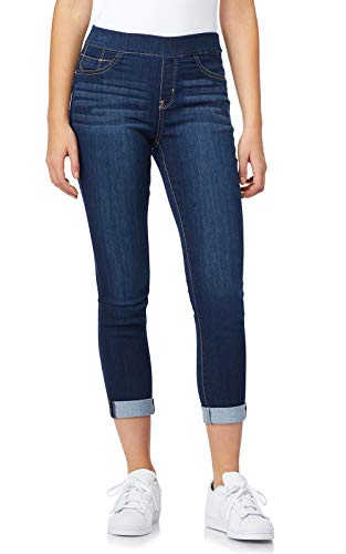 WallFlower Women's Juniors Elastic Waistband Pull On Skinny Jeans