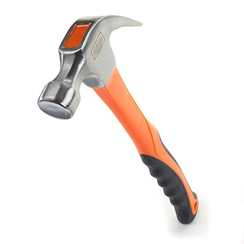 Book Cover Edward Tools 16 oz Claw Hammer with Fiberglass Handle - All Purpose Hammer with Forged Hardened Steel Head - Ergo Shock Absorbing Rubber Grip