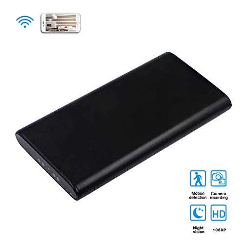 Winsper WiFi Hidden Camera Power Bank 10000mAh, 10 Feet Night Vision Distance,HD 1080P Nanny Cam Portable Charger,Remotely View Real-time Monitoring