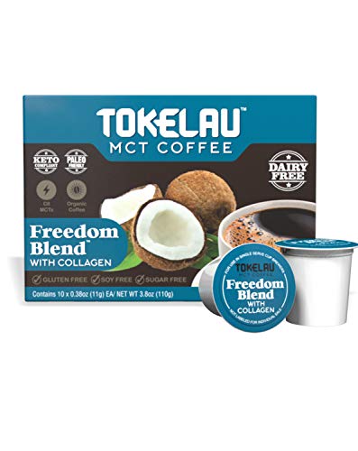 Tokelau Keto Coffee Pods for Keurig Style Brewers. Organic Ketogenic Coffee Pods with C8 MCT Oil and Collagen. Get Into Ketosis Fast and Burn Fat for Fuel. Sugar-Free and 100% Dairy Free.