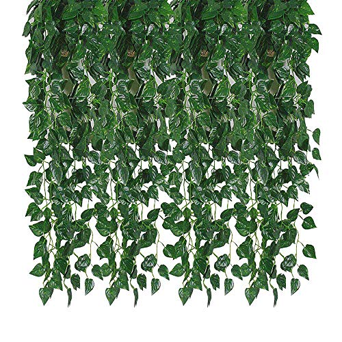 Kalolary 78 Ft 12 Strands Artificial Ivy Garland Leaf Vines Plants Greenery Hanging Garland Fake Plants for Wedding Backdrop Arch Wall Jungle Party Table Office Decor (Scindapsus)