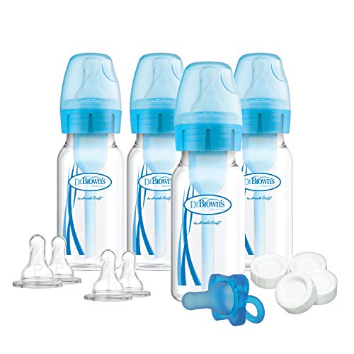 Dr. Brown's Options+ Slow Flow Bottle Set for Breastfed Baby, 4 Ounce, Blue