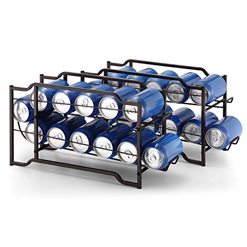 Simple Trending 2-Pack Soda Can Beverage Dispenser Rack, Stackable Can Storage Organizer for pantry or Refrigerator- Dispenser 12 Standard Size 12oz Soda Cans or Canned food, Bronze