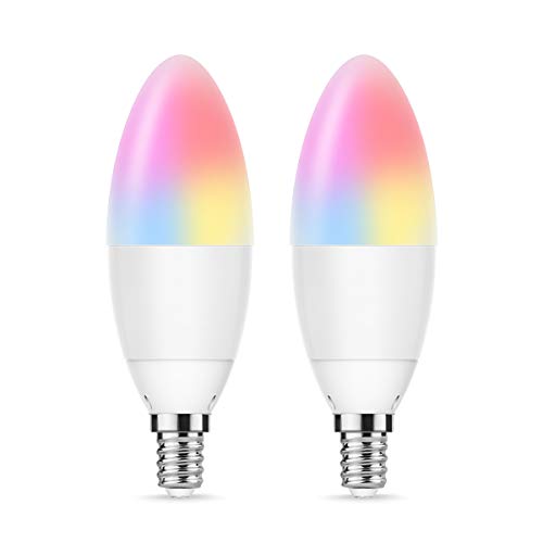 LOHAS LED Candalabra Bulb E12 Base Smart Light Bulbs, Dimmable E12 Ceiling Fan Light Bulb 40W Equivalent, Candle Bulb Chandelier Kitchen Light Works with Alexa Siri Google Assistant IFTTT, 2 Pack