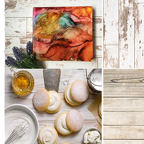 KonPon 32.6''X21.6''(83x55cm) 2 in 1 Seamless Vintage Wood Texture Background Waterproof Paper Photo Backdrop Food Cake Props Tabletop Photography Pictures, Double Sided Pattern WW-01