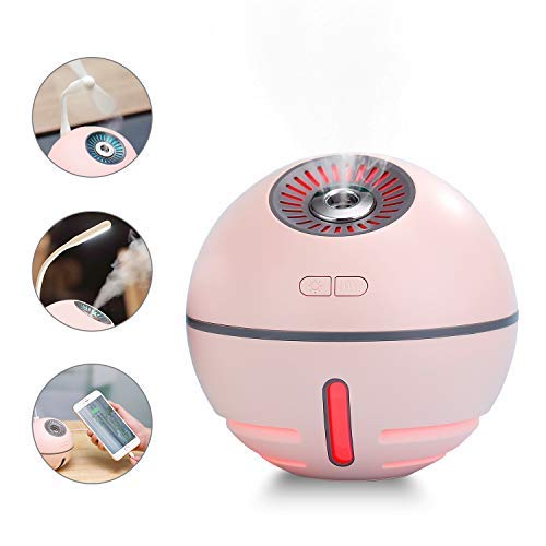 Wireless Humidifier Portable Humidifiers for Travel USB Rechargeable Battery Operated With Ultrasonic Cool Mist Humidifiers for Bedroom Vaporizer Auto Shut-Off for Home Office Baby Camping (Pink)
