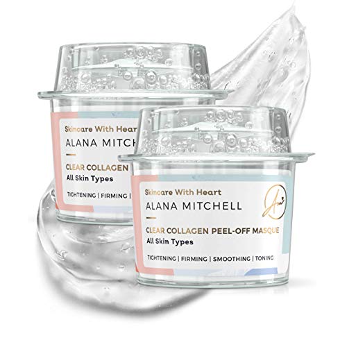 Anti Aging Peel Off Collagen Face Mask For All Skin Types By Alana Mitchell Instantly Reduces Wrinkles & Fine Lines - Tightening Firming Smoothing & Toning - All Natural (Two Pack)