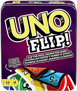 UNO FLIP! Family Card Game, with 112 Cards in a Sturdy Storage Tin, Makes a Great Gift for 7 Year Olds and Up