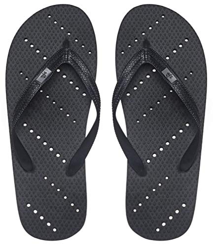 Showaflops Mens' Antimicrobial Shower & Water Sandals for Pool, Beach, Dorm and Gym - Black 9/10