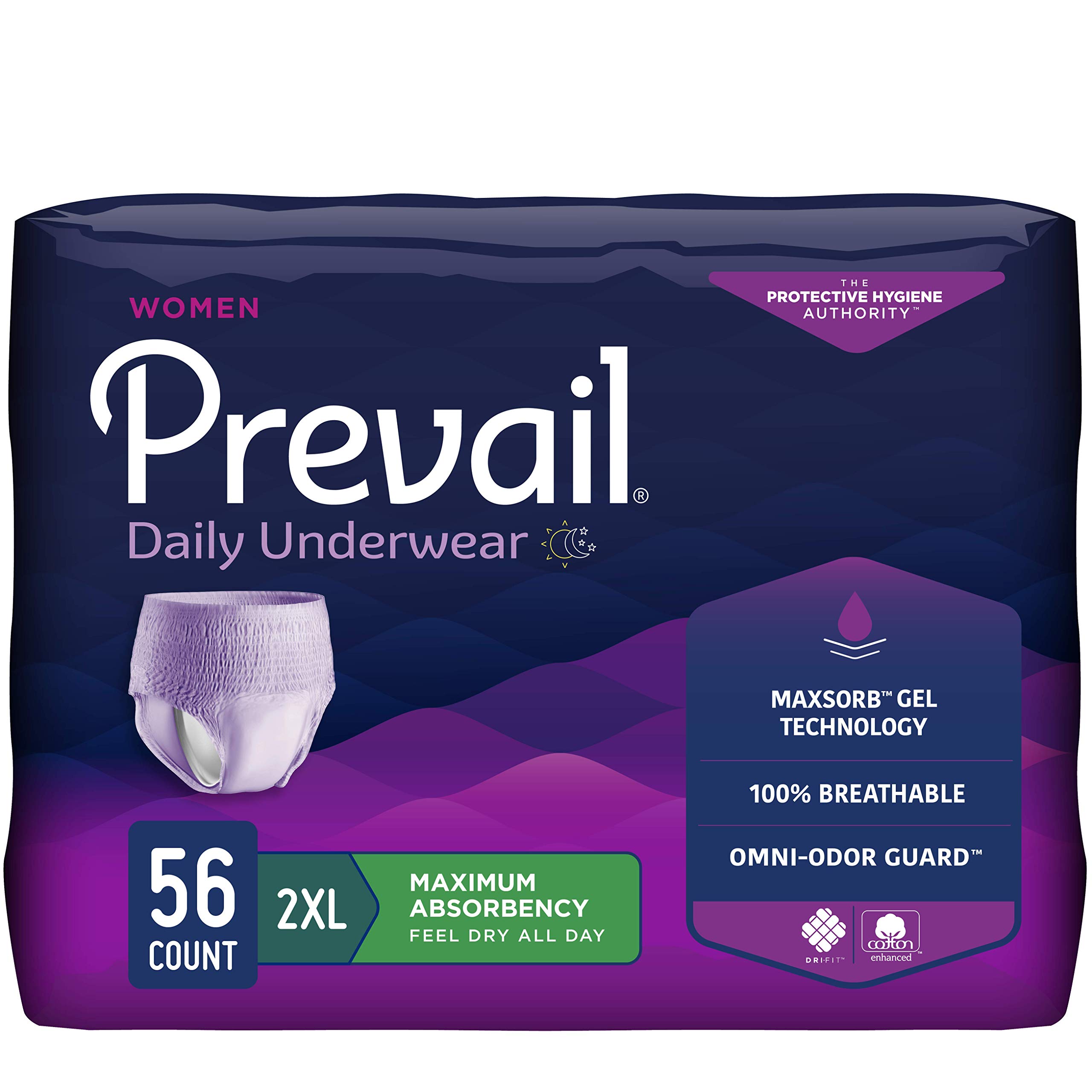 Prevail Proven | 2X-Large Pull-Up | Women's Incontinence Protective Underwear | Maximum Absorbency | 56 Count (package may vary) 2X-Large (56 Count)