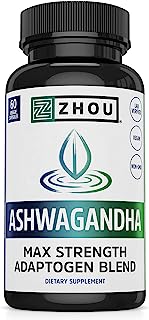Ashwagandha Capsules - Natural Adaptogenic Supplements with rhodiola & Cordyceps, Adrenal System Booster, for Stress & Occasional Anxiety Relief - 30 Servings
