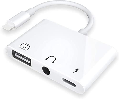 USB 3 Camera Adapter,3 in 1 USB Female OTG Adapter with Charging and 3.5mm Headphone Audio Jack Splitter for iPhone/iPad,Support USB Flash Drive,MIDI Keyboard