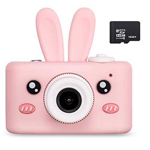 Abdtech Kids Camera Toys for 4-8 Year Olds Girls, Rechargeable Children Digital Cameras with Rabbit Cover for Girl Boys Shockproof 8MP with 16G SD Card Best Birthday Halloween