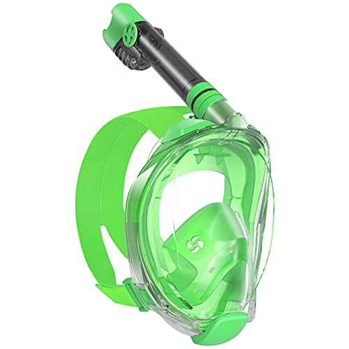 W WSTOO Snorkel Mask with Latest Dry Top Breathing System,Fold 180 Degree Panoramic View Full Face Snorkel Mask Anti-Fog Anti-Leak with Camera Mount,Snorkeling Gear for Adults and Kids