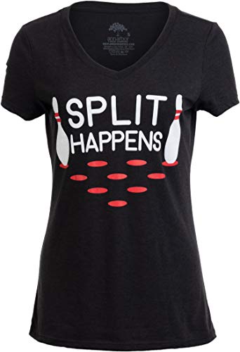 Split Happens | Funny Bowling Team, Bowler Pin Humor Women Fun Girly Top T-Shirt