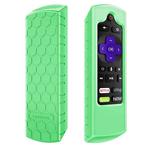 Fintie Remote Case for Roku Premiere 3920 2018, Express 3900/Express+ 3910, Streaming Stick 3800/Stick+ 3810 Remote, Casebot [Honey Comb] Lightweight Anti-Slip Shockproof Silicone Cover, Green Glow