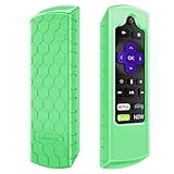 Fintie Remote Case for Roku Express 3930 (2019)/3900, Premiere+ 3921 (2019)/Premiere 3920, Streaming Stick+ 3810/Stick 3800 Remote, Casebot (Honey Comb) Shockproof Silicone Cover, Green Glow